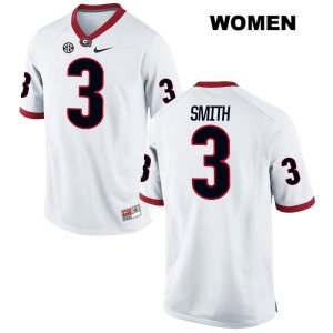 Women's Georgia Bulldogs NCAA #3 Roquan Smith Nike Stitched White Authentic College Football Jersey RPW7154CS